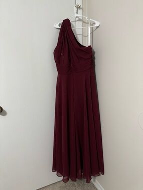 Azazie One-Shoulder Wine Chiffon Gown Charlize